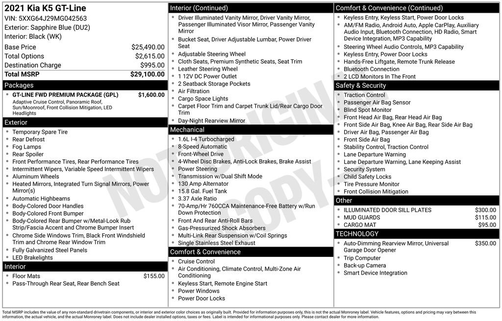 Used 2021 Kia K5 GT-Line w/ GT-Line FWD Premium Package image 34