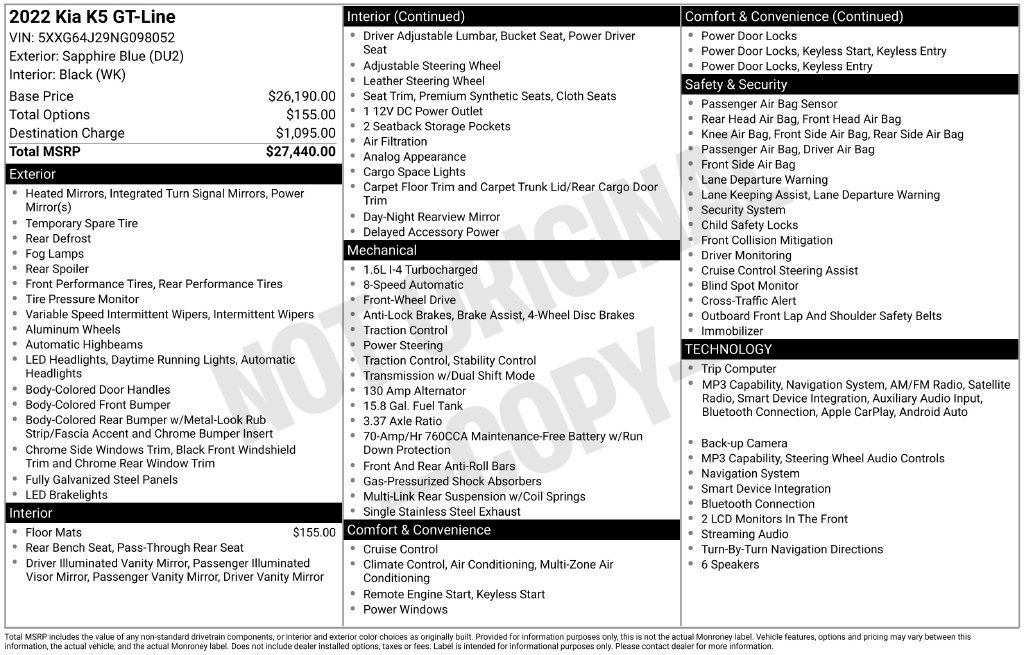 Certified 2022 Kia K5 GT-Line FWD image 26