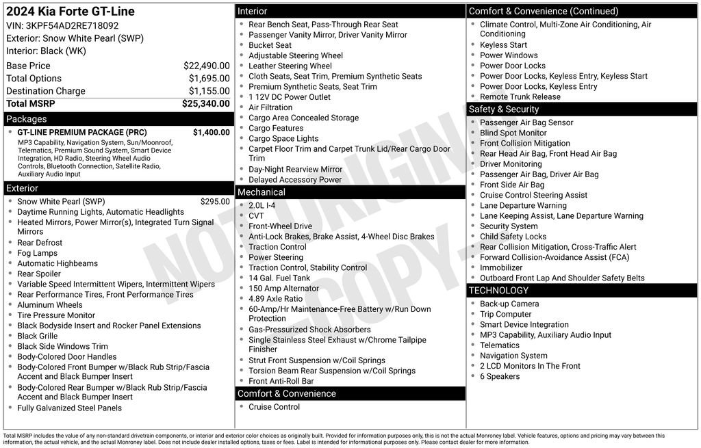 Certified 2024 Kia Forte GT-Line w/ GT-Line Premium Package FWD image 8