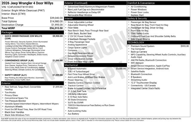 Certified 2026 Jeep Wrangler Unlimited Sport AWD/4WD image 4