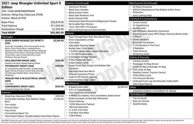 Used 2021 Jeep Wrangler Unlimited Sport S image 2