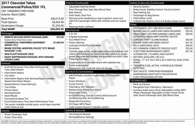 Used 2017 Chevrolet Tahoe 4WD w/ Remote Keyless Entry Package image 3