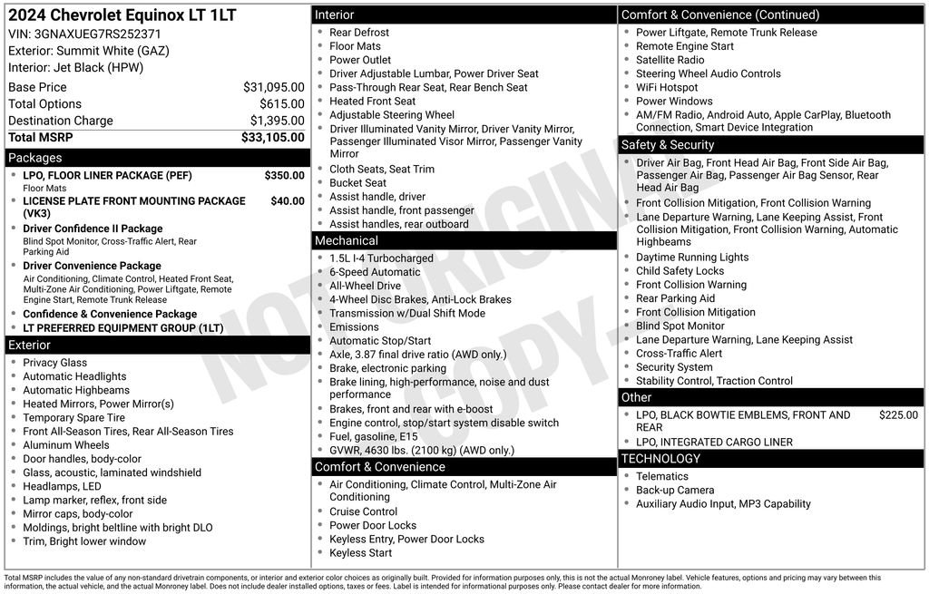 Used 2024 Chevrolet Equinox LT w/ LPO, Floor Liner Package AWD/4WD image 37