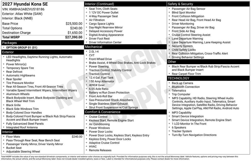New 2027 Hyundai Kona SE FWD image 4