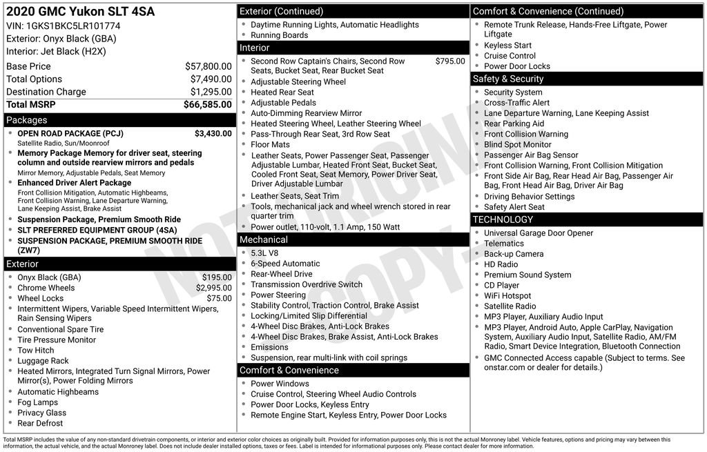 Used 2020 GMC Yukon SLT w/ Open Road Package RWD image 5