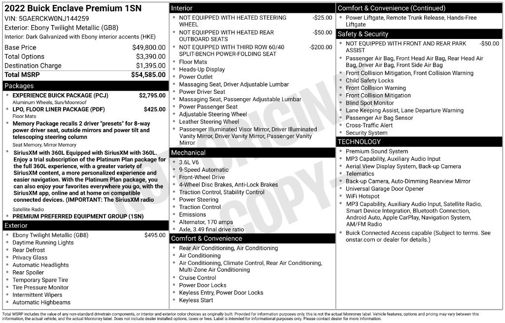 Used 2022 Buick Enclave Premium w/ Experience Buick Package FWD image 30