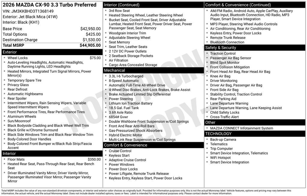 New 2026 MAZDA CX-90 3.3 Turbo w/ Preferred Package AWD/4WD image 7