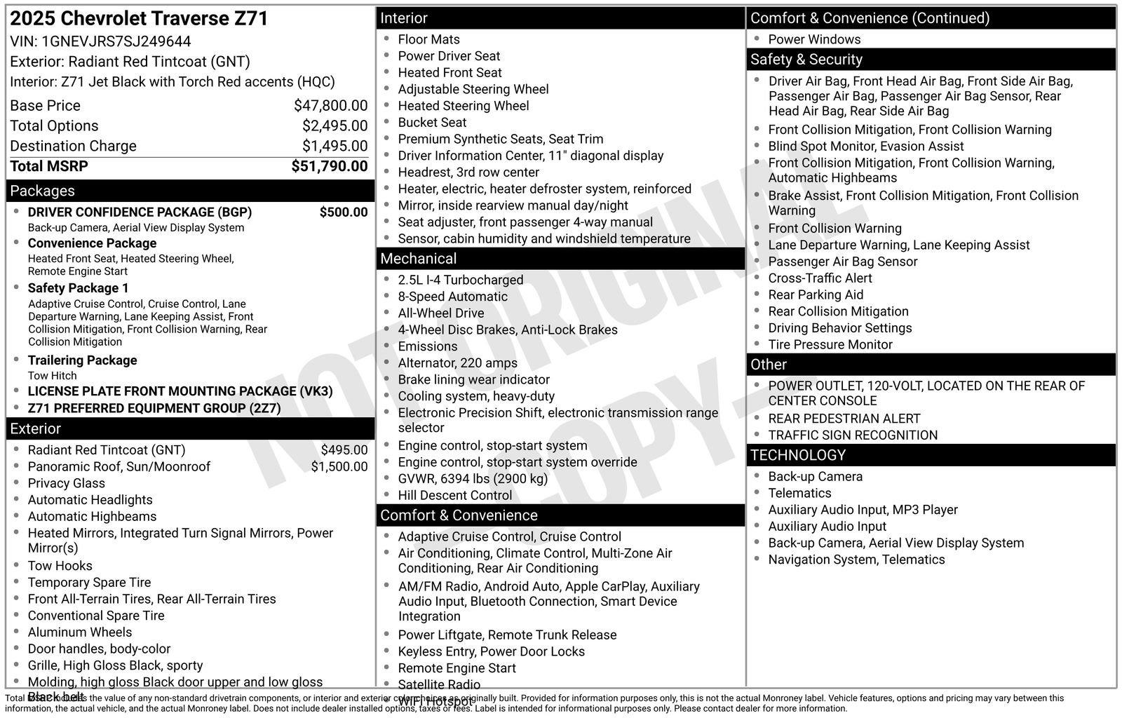 Certified 2025 Chevrolet Traverse Z71 w/ Driver Confidence Package image 35