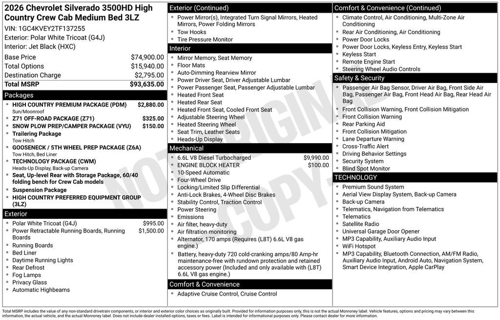 Used 2026 Chevrolet Silverado 3500 High Country w/ High Country Premium Package AWD/4WD image 29