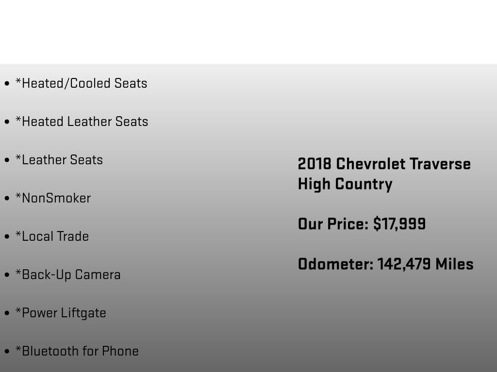 Used 2018 Chevrolet Traverse High Country w/ LPO, 'HIT The Road' Package AWD/4WD image 12