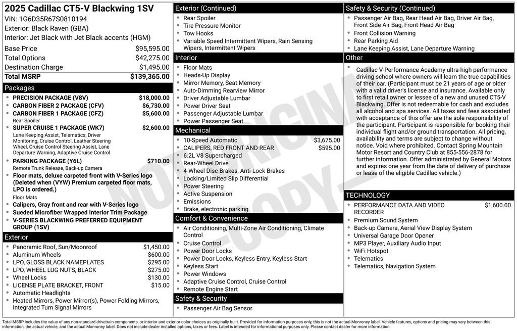 Used 2025 Cadillac CT5 V Blackwing w/ Precision Package RWD image 43