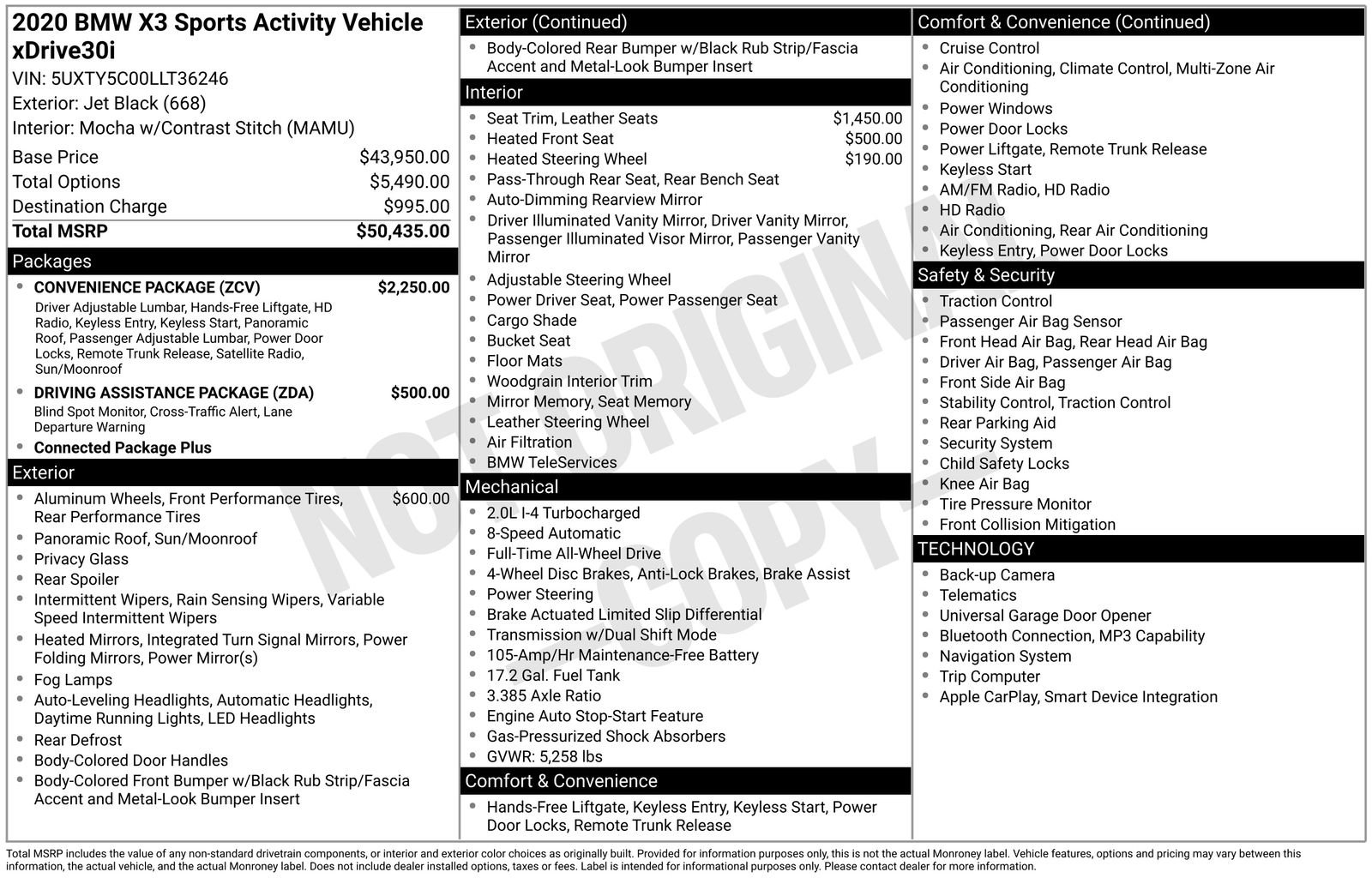 Used 2020 BMW X3 xDrive30i w/ Convenience Package image 6