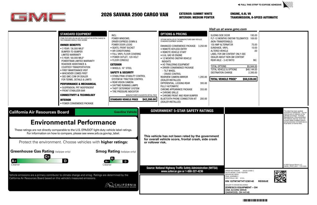 New 2026 GMC Savana 2500 w/ Enhanced Convenience Package RWD image 5