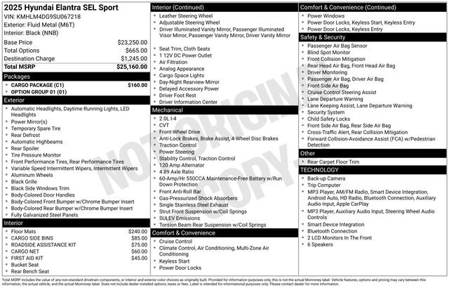 Used 2025 Hyundai Elantra Sport w/ Cargo Package FWD image 6