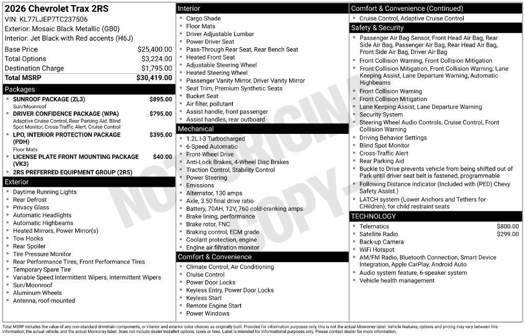 New 2026 Chevrolet Trax RS w/ Sunroof Package FWD image 37