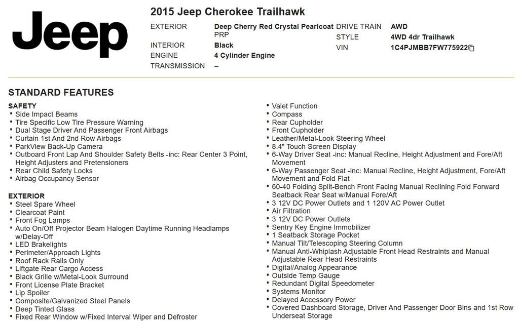 Used 2015 Jeep Cherokee Trailhawk w/ Comfort/Convenience Group image 18