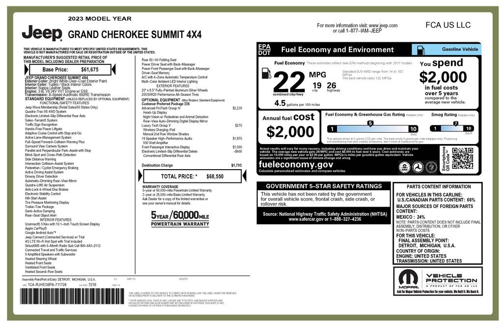 Used 2023 Jeep Grand Cherokee Summit w/ Adv Protech Group IV AWD/4WD image 4