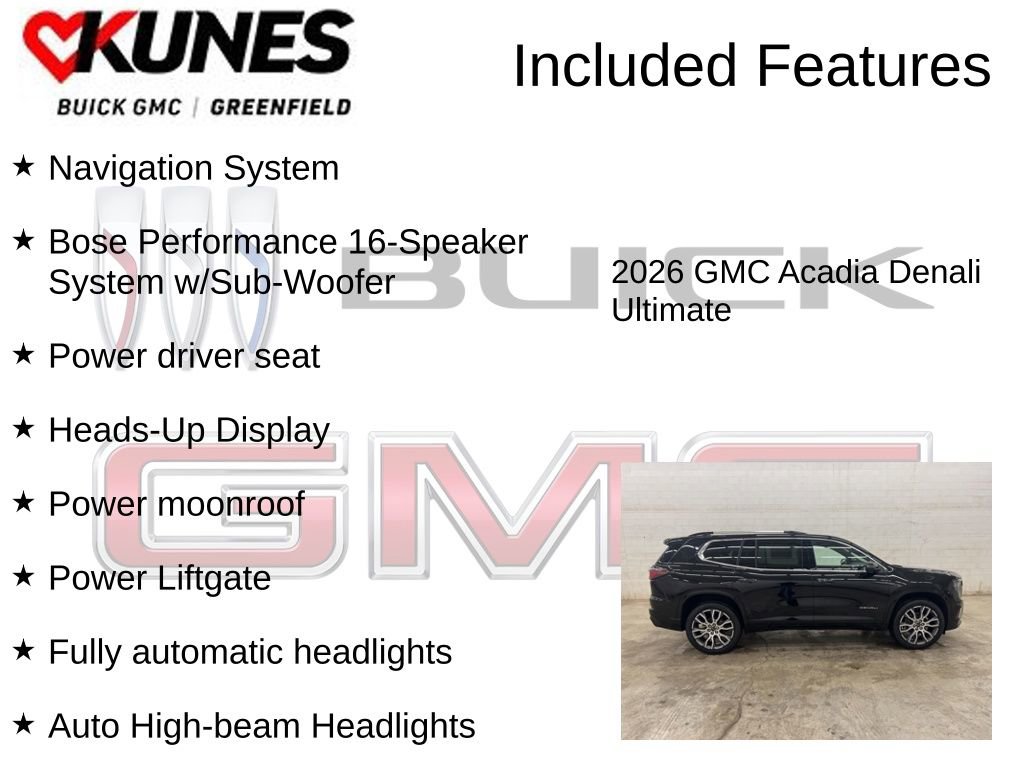 New 2026 GMC Acadia Denali Ultimate w/ LPO, Floor Liner Package AWD/4WD image 3