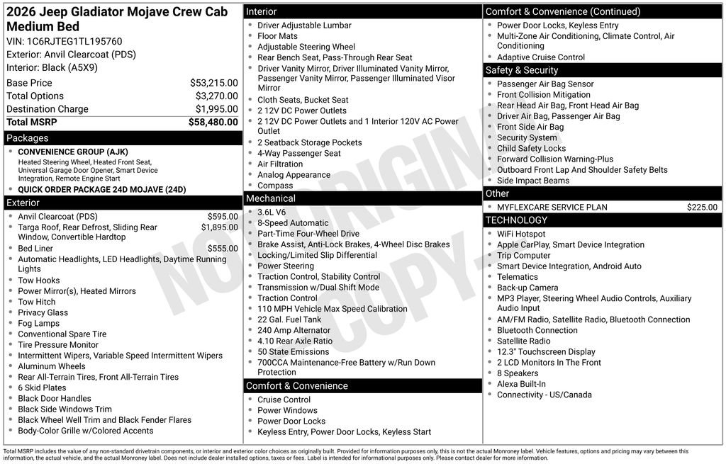 New 2026 Jeep Gladiator Mojave AWD/4WD image 15
