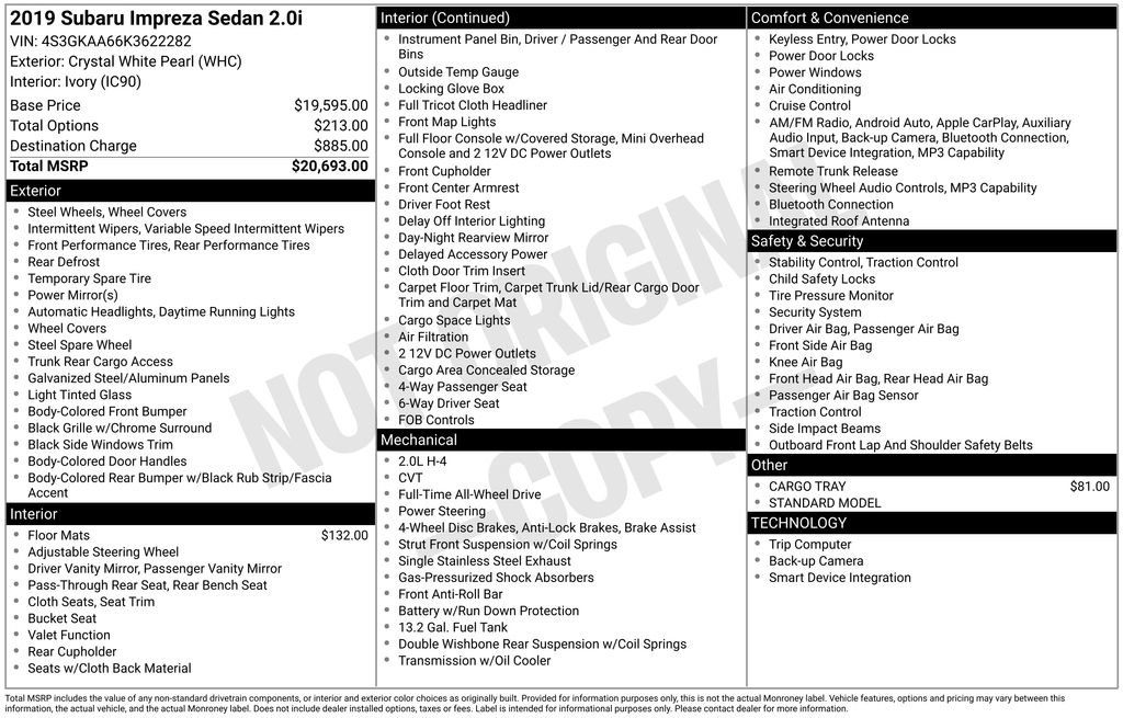 Used 2019 Subaru Impreza 2.0i image 6