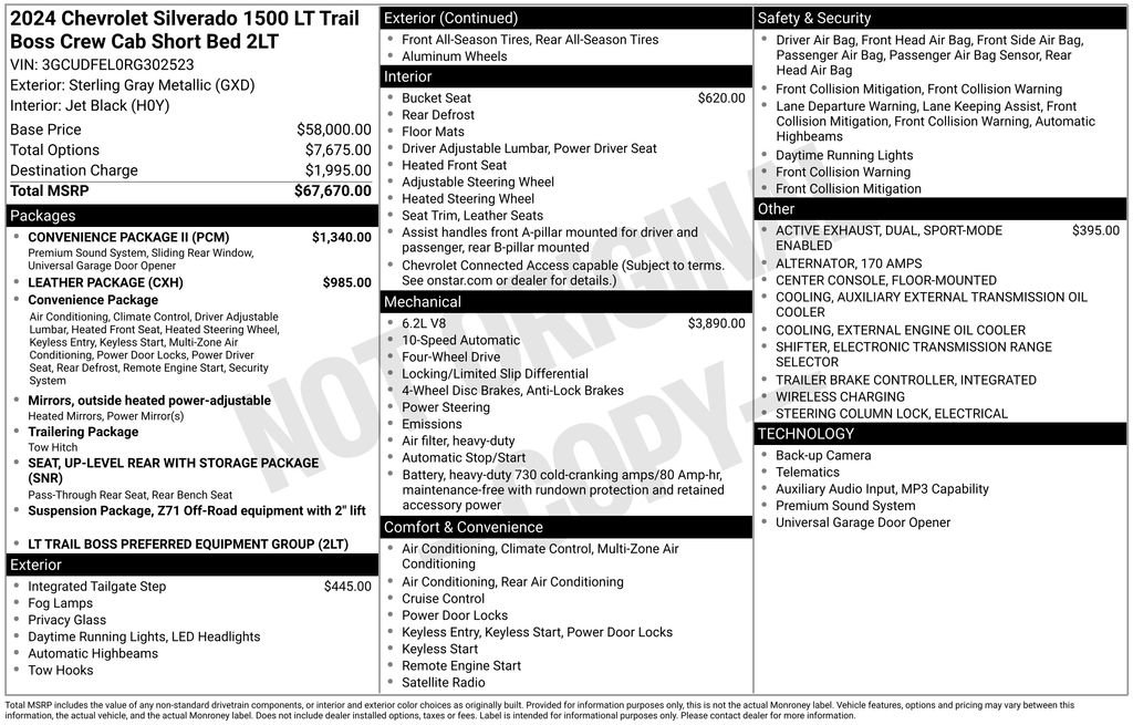 Used 2024 Chevrolet Silverado 1500 LT Trail Boss w/ Convenience Package II AWD/4WD image 6