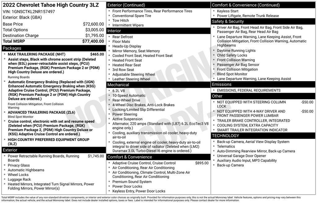 Used 2022 Chevrolet Tahoe High Country w/ Max Trailering Package image 6