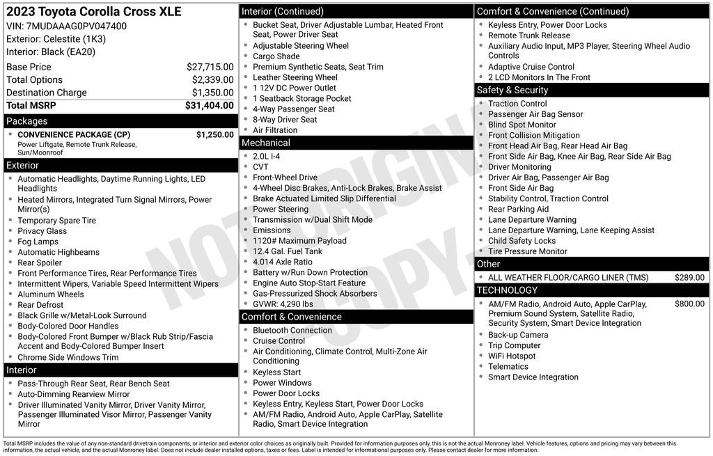 Used 2023 Toyota Corolla Cross XLE w/ Convenience Package image 2