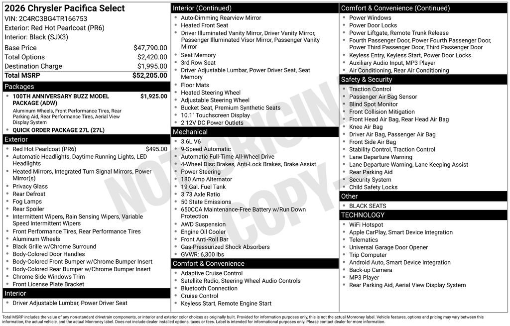 New 2026 Chrysler Pacifica Select image 3