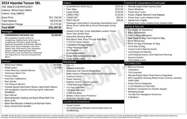 Used 2024 Hyundai Tucson SEL w/ Convenience Package AWD/4WD image 33