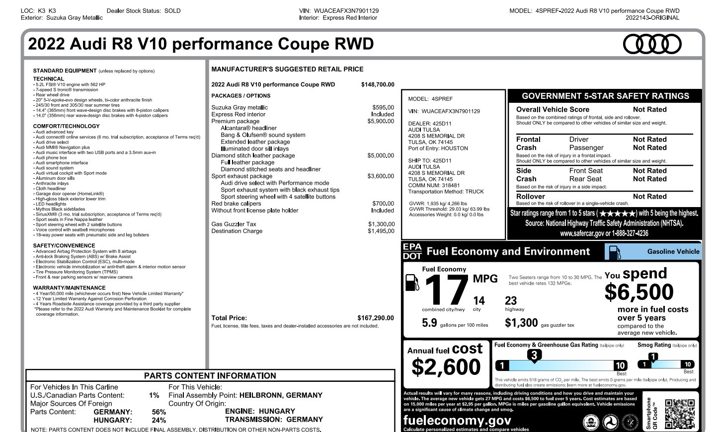 Used 2022 Audi R8 V10 performance RWD image 31