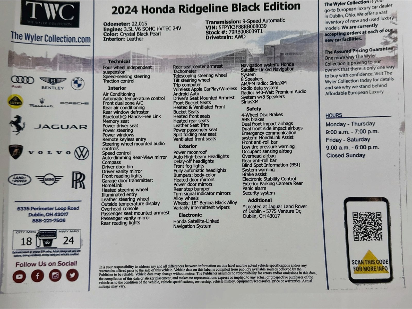 Used 2024 Honda Ridgeline Black Edition image 48
