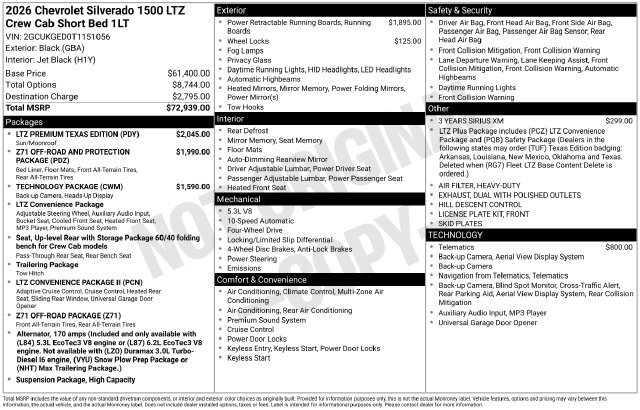 New 2026 Chevrolet Silverado 1500 LTZ w/ LTZ Premium Texas Edition AWD/4WD image 30