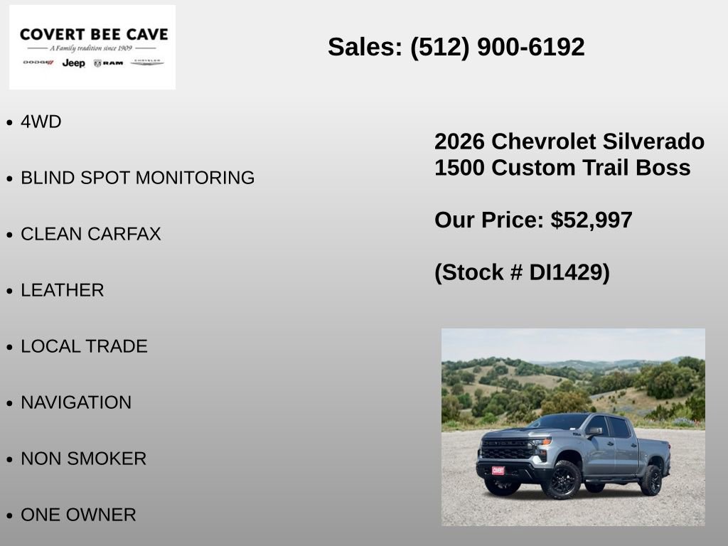 Used 2026 Chevrolet Silverado 1500 Custom Trail Boss w/ Dark Appearance Package AWD/4WD image 6