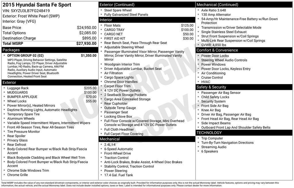 Used 2015 Hyundai Santa Fe Sport w/ Option Group 02 FWD image 4