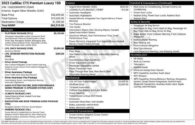 Certified 2023 Cadillac CT5 Premium Luxury w/ Platinum Package AWD/4WD image 35
