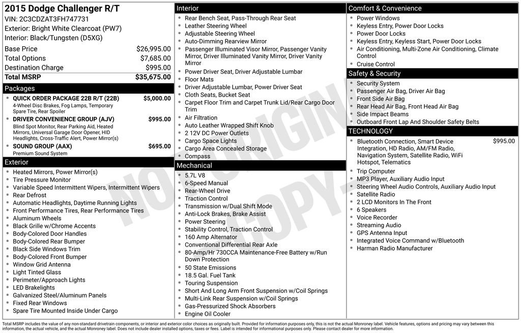 Used 2015 Dodge Challenger R/T w/ Quick Order Package 22B R/T RWD image 10