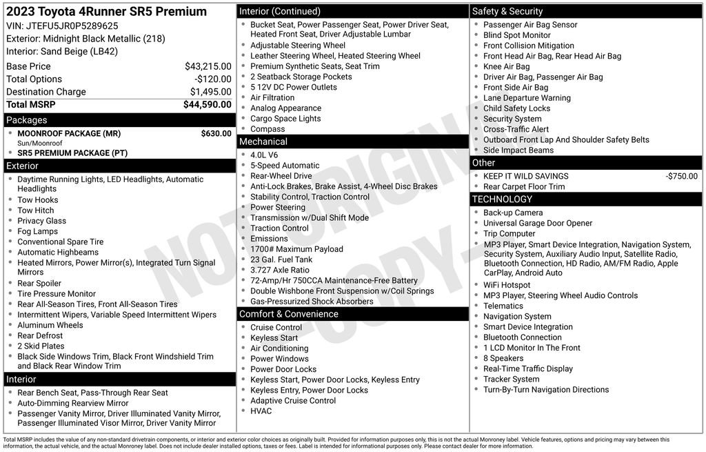 Used 2023 Toyota 4Runner SR5 Premium w/ Moonroof Package RWD image 34
