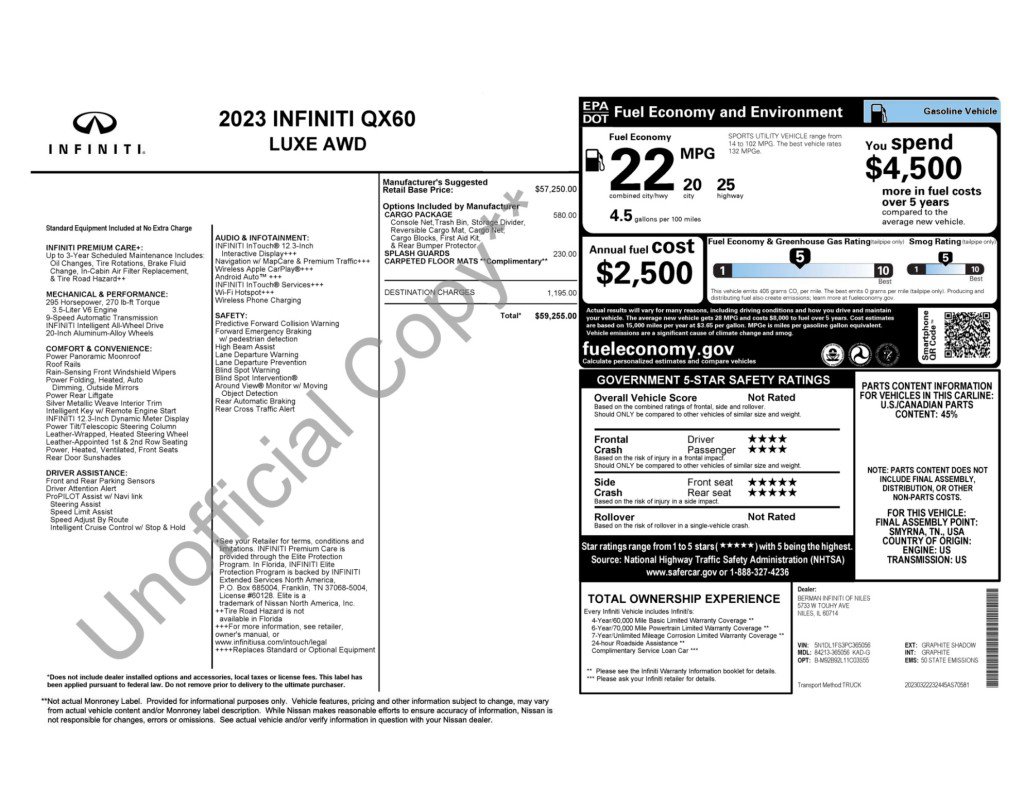 Used 2023 INFINITI QX60 Luxe w/ Cargo Package image 50