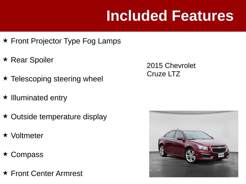 Used 2015 Chevrolet Cruze LTZ w/ Sun, Sound and Sport Package FWD image 4