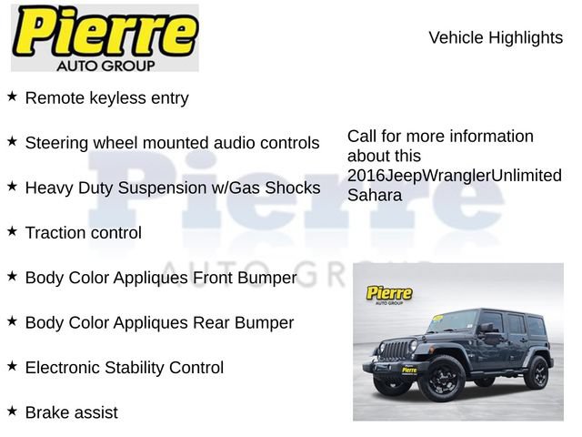Used 2016 Jeep Wrangler Unlimited Sahara w/ Connectivity Group AWD/4WD image 23