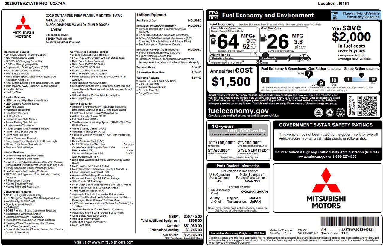 Used 2025 Mitsubishi Outlander SEL AWD/4WD image 18