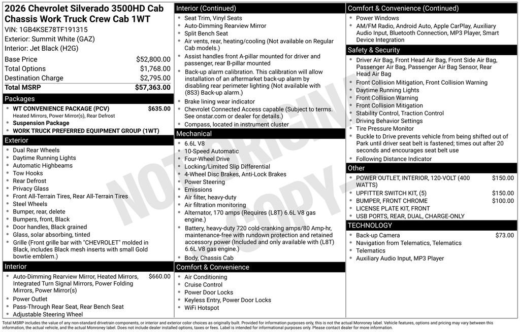 New 2026 Chevrolet Silverado 3500 W/T w/ WT Convenience Package image 35