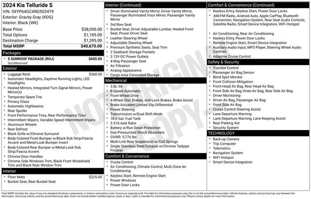 Certified 2024 Kia Telluride S w/ S Sunroof Package image 32