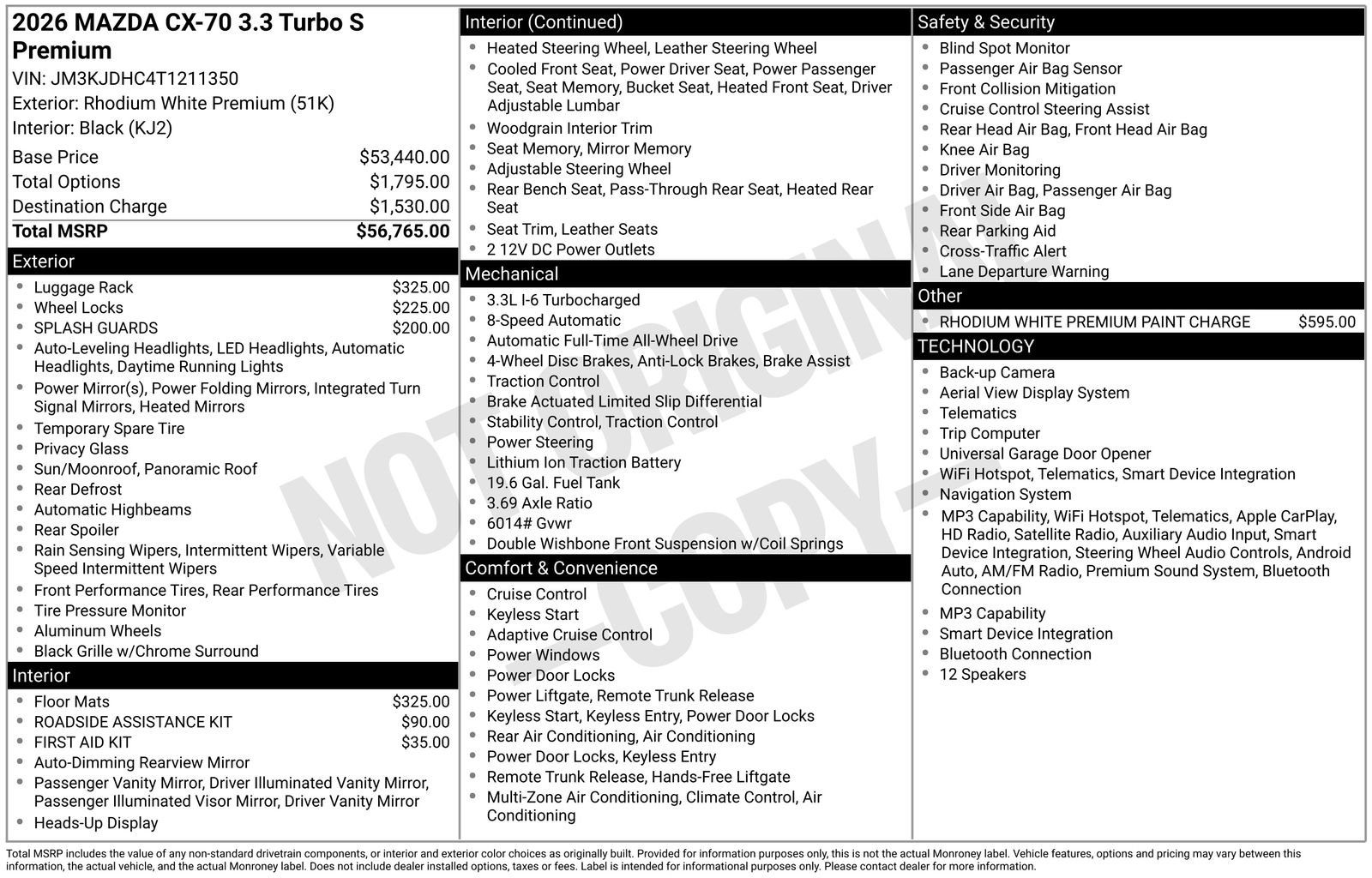 New 2026 MAZDA CX-70 3.3 Turbo S w/ Premium Package AWD/4WD image 4
