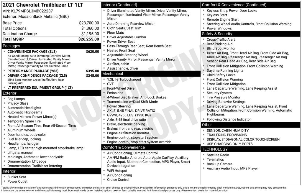 Used 2021 Chevrolet TrailBlazer LT w/ Convenience Package image 7