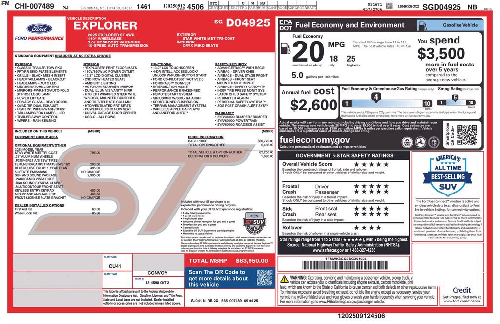 Used 2025 Ford Explorer ST w/ Sun And Sound Package AWD/4WD image 51