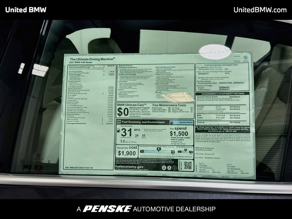 New 2027 BMW 530i w/ Premium Package RWD image 15