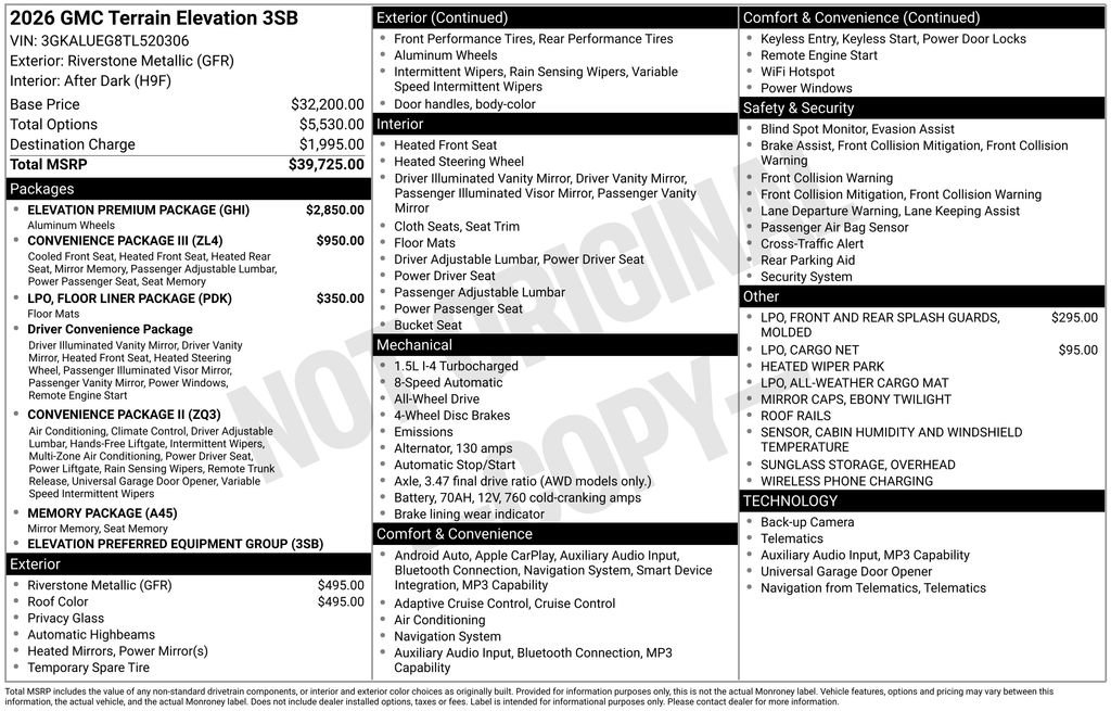 New 2026 GMC Terrain Elevation w/ Elevation Premium Package AWD/4WD image 24