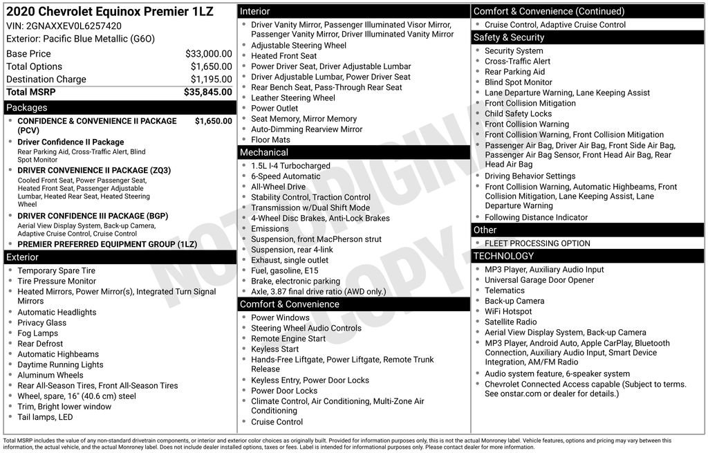 Used 2020 Chevrolet Equinox Premier AWD/4WD image 37