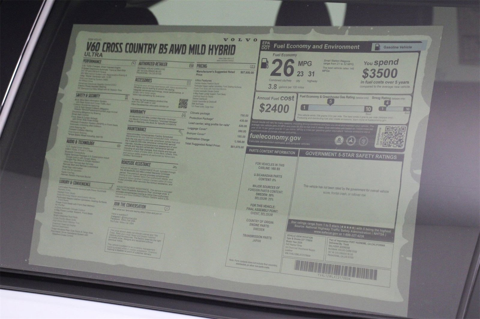 New 2026 Volvo V60 B5 Cross Country Ultra w/ Climate Package image 18